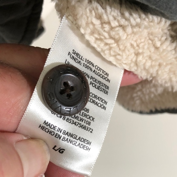 Levi's Men's Charcoal gray green long sleeve sherpa lined Shirt Jacket sz Large - Picture 6 of 16